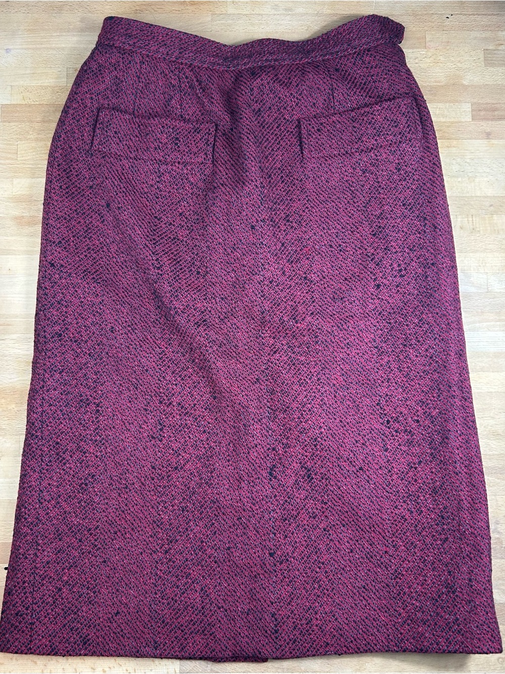 Vintage Yves Saint Laurent Rive Gauche Burgundy Tweed Pencil Skirt FR 40 US 2/4